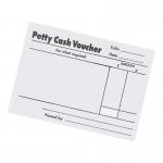 The photograph displays five 5 Star petty cash books and five 5 Star office petty cash pads, each with 80 sheets, measuring 88x138mm. The image shows the clean and organized layout of the books and pads, with a simple design and clear labeling.