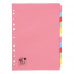 5 Star Office Subject Dividers 12-Part Recycled Card Multipunched 155gsm A4 Assorted 330925