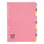 5 Star Office Subject Dividers 15-Part Recycled Card Multipunched 155gsm A4 Assorted 330933