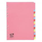 5 Star Office Subject Dividers 20-Part Recycled Card Multipunched 155gsm A4 Assorted FS330941