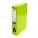 The picture features five green 5 Star Office box files, each labeled with the brands logo. The files are of a foolscap size, with ample space to store documents. The bright green color gives them a vibrant appearance, and the sturdy construction of the box files is visible. The files have a professional and sleek look, making them suitable for any office setting.