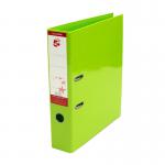 The photo captures a stack of 10 bright green lever arch files. Each one proudly displays the 5 Star emblem and the words Lever Arch File in bold white letters. The smooth spine and sturdy metal lever give off a professional and organized impression.
