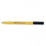 This picture features a pack of 50 5 Star ballpoint pens in a vibrant yellow barrel. The pens have a fine 0.7mm tip and create a crisp 0.3mm line in black ink. Perfect for any writing or note taking needs.