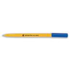 In the photo, there are 50 blue 5 Star Ballpoint Pens. Each pen has a yellow barrel with a fine 0.7mm tip and produces a 0.3mm line. The pens are neatly arranged in a pack, ready to be used for writing or drawing. The bright yellow color of the barrels adds a pop of color to the blue ink. The pens appear to be of high quality, perfect for any writing task.