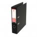 This image shows a pack of ten 5 Star Office Premium Polypropylene Lever Arch Files in black. Each file features a 5 star lever mechanism and is designed to hold A4 size documents. The files are neatly stacked on top of each other, making for easy storage and organization.