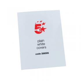 5 Star Binding Covers Plain A4 Gloss 250gsm White (Pack of 100) 356505 FS356505