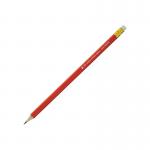 The picture shows a pack of 12 5 Star red barrel traditional pencils with erasers. The pencils have a HB hardness rating and are perfect for everyday writing and drawing tasks.
