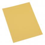 This image features a pack of 100 5 Star Office square cut folders in a vibrant shade of yellow. Made from 250gsm recycled materials, these folders are eco-friendly and perfect for organizing A4 documents.