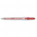 This image shows a pack of 12 5 Star Gel Rollerball Pens with clear barrels. The pens have a 1mm tip and create a 0.5mm red line. These high-quality pens are perfect for any writing task.