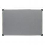 This photograph shows a 5 Star Office Felt Noticeboard with Fixings and Aluminium Trim in Grey. The board measures 900x600mm and features a sleek, modern design. The felt surface allows for easy pinning of notes and documents. The sturdy aluminium trim adds a professional touch.