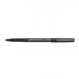 5 Star Office Fibre Tip Pen Medium 0.7mm Tip 0.4mm Line Black (Pack of 12) FS397956