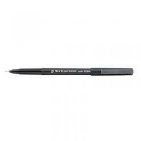 5 Star Fibre Tip Pen Medium 0.7mm Tip 0.4mm Line Black (Pack of 12) 397956 FS397956