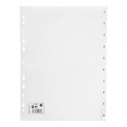 5 Star Office Index 1-10 Polypropylene Multipunched Reinforced Holes 120 Micron A4 White FS423644