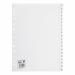 This photo shows a set of 5 Star numbered dividers, specifically the 1-20 range. Made of 130 micron polypropylene, they are A4 size and feature reinforced holes for durability. The white dividers are multipunched for easy use.