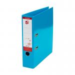 This photo shows a stack of 5 Star Lever Arch Files in vibrant blue, each file holding standard A4 paper. The sturdy, lever-operated spines ensure easy organization and retrieval of important documents. This pack includes 10 files, making it a great value for any office or home workspace.