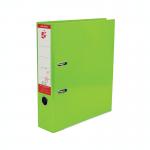 The photograph features a neat stack of 5 Star Office Lever Arch Files in classic green color. The pack includes 10 A4-sized files, each with a sturdy lever arch mechanism for secure storage of documents. Perfect for organizing and storing important papers.