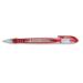 The photo shows a pack of 20 5 Star ballpoint pens in red. Each pen has a medium 1.0mm tip and creates a 0.4mm line. The pens have a comfortable grip for easy writing.