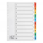 5 Star Office Index 1-10 Multipunched Mylar-reinforced Multicolour-Tabs 150gsm A4 White 464297