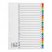 This image features a set of 5 Star A-Z dividers with multicoloured tabs, perfect for organizing documents. The tabs are reinforced with Mylar and the dividers are 160gsm, providing durability. The dividers are 20-part and multipunched for easy insertion into A4 binders. They are in a clean, white colour.