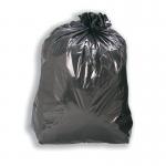 The picture shows a pack of 200 black bin liners by VOW Bin Liners 5 Star Facilities. Each liner has a medium-heavy duty capacity of 110 litres, making them ideal for tackling larger amounts of waste. The liners appear to be strong and durable, perfect for heavy-duty use.