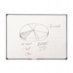 This picture shows a 5 Star Office Drywipe Non-Magnetic Board, complete with a fixing kit and detachable pen tray. The board measures 600x450mm and is ideal for writing and erasing notes, messages, and ideas. The sleek design and high-quality materials make it a great addition to any office or home workspace.