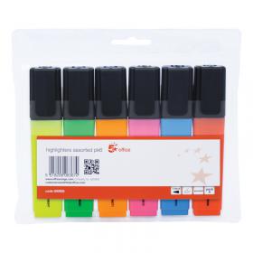 5 Star Highlighter Chisel Tip 1-5mm Line Assorted (Pack of 6) 500925 FS500925