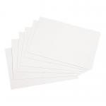 The picture shows a pack of 100 blank white 6x4 inch record cards for office use. Each card has a 5 star rating and is labeled with a card indexing feature. The cards appear neatly stacked and ready for organizing important information.