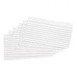 The photo shows a pack of 100 5x3 inch white office record cards that are ruled on both sides. The cards are neatly organized in a 5 star card indexing system, with each card clearly labeled and easily visible. The standard size makes them easy to store and transport, making them a practical choice for any office or personal organization needs.