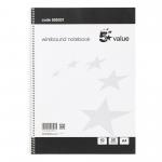 5 Star Value Wirebound Notebook 60gsm Ruled 100 Pages A4 Black & White [Pack 10] 505331