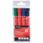 5 Star Office Drywipe Marker Xylene/Toluene-free Bullet Tip 3mm Line Wallet Assorted [Pack 4] 555575