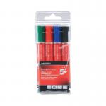 5 Star Office Drywipe Marker XyleneToluene-free Bullet Tip 3mm Line Wallet Assorted (Pack of 4) FS555575