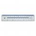 The picture shows a clear plastic ruler with both metric and imperial markings, measuring 150mm in length. The ruler is labeled as a 5 star office product and features 5 star rulers branding. It appears to be high quality and suitable for various measurement tasks.