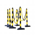 Guarda Chain Post Set with 6 Posts YlwBlk Concrete Base FS598677 FS598677