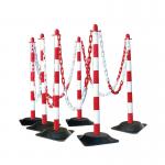 Guarda Chain Post Set with 6 Posts RedWht Rubber Base FS599681 FS599681