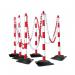 Guarda Chain Post Set with 6 Posts RedWht Rubber Base FS599681 FS599681