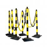 Guarda Chain Post Set with 6 Posts YlwBlk Rubber Base FS599711 FS599711