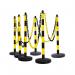 Guarda Chain Post Set with 6 Posts YlwBlk Round Base FS599810 FS599810