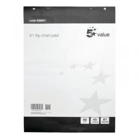 5 Star Flipchart Pad Perforated 40 Sheets A1 (Pack of 5) FS636651
