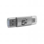 5 Star USB 3.2 Gen 1 Combo Flash Memory Drive with USB AC 128GB Silver 667953 FS667953