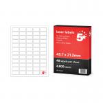 5 Star A4 Mini Sheet Labels 45.7x21.2mm Pack of 4800 FS679587 FS679587