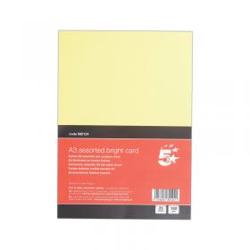 5 Star A3 Bright Assorted Card 160gsm Pack of 25 FS680124 FS680124