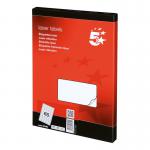 A photo of these 5 Star Multipurpose Labels highlights their versatility and quality. With a sleek white finish, the labels measure 38.1x21.2mm and are suitable for laser, copier, and inkjet printers. The pack contains 6500 labels, making it a practical choice for any office or labeling need.