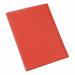 The picture displays a sleek, lightweight red display book with a soft cover and 40 pockets made of polypropylene. The book is labeled as a 5 star product and is designed to hold A4 size documents.