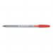 5 Star Office Ball Pen Clear Barrel Medium 1mm Tip 0.4mm Line Red (Pack of 50) FS901805