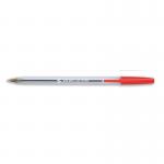 5 Star Office Ball Pen Clear Barrel Medium 1mm Tip 0.4mm Line Red (Pack of 50) FS901805