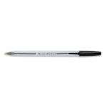 The picture features a pack of 50 5 Star Ballpoint Pens with a clear barrel and a medium 1.0mm tip. Each pen produces a precise 0.4mm line in a sleek black color.