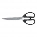 The picture shows a pair of sleek, modern 5 star scissors, with a length of 207mm. The handles are made of durable ABS material, providing a comfortable grip for the user. The blades are made of strong stainless steel, ensuring precise and clean cuts every time. The scissors are a bold black color, adding a touch of sophistication to any workspace.