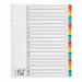 This picture shows a pack of 5 Star extra wide dividers with A-Z multicolour tabs. The tabs are reinforced with mylar and the dividers are extra wide to fit A4+ documents. The colour of the tabs is white and the dividers are punched for easy insertion into binders.