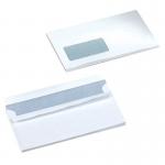 A pack of 500 white DL envelopes, measuring 220x110mm and made from 90gsm paper. Each envelope features a self-seal closure and a window for easy viewing of contents. Perfect for professional or personal use.