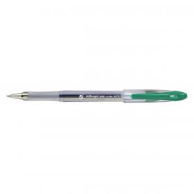 5 Star Office Roller Gel Pen Clear Barrel 1mm Tip 0.5mm Line Green (Pack of 12) FS907972